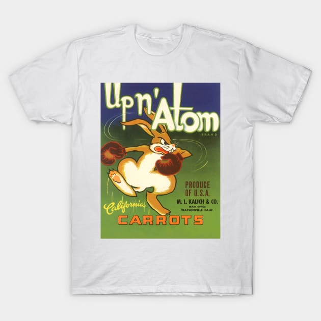 Vintage Up n' Atom Carrots Fruit Crate Label T-Shirt by MasterpieceCafe